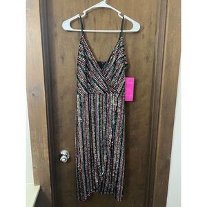 Women's NWT Betsy Johnson Multicolored-Sequin Wrap Dress Size 6